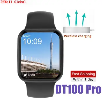 2021 Novo IWO DT100 Pro Smartwatch 1.75 palčni Moških Brezžično Polnjenje Pametno Gledati Ženske Bluetooth Klic Fitnes Ure PK HW22 Plus