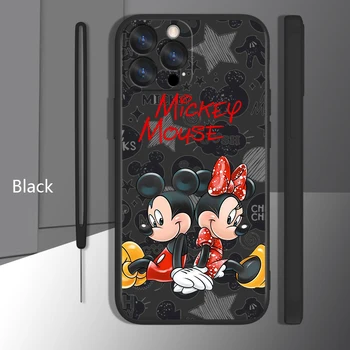 Mickey in Minnie Ljubezen Primeru Telefon Za Apple iPhone 14 13 12 Mini 11 Pro XS MAX XR X 8 7 6S Plus Tekoče Vrv Sladkarije Lupini Fundas