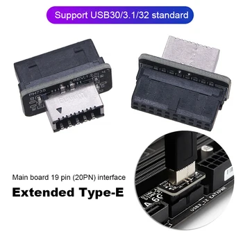USB na Sprednji Plošči Adapter Tip-E Ženski USB 3.0, 19 PIN Moški Adapter Notranji Navpično Glave Cepilec Za Tip C Motherboard